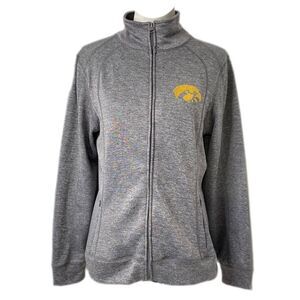 Iowa Hawkeyes Womens Large Track Jacket E5 Athletics Grey and Gold Logo